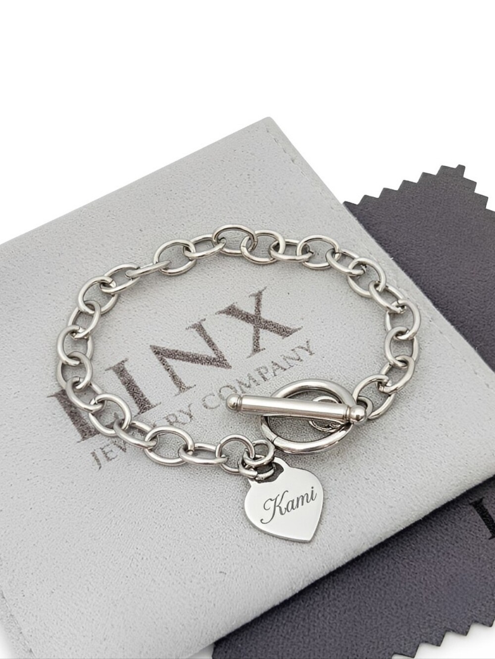 Personalized Heart Pendant Bracelet With A Toggle Clasp